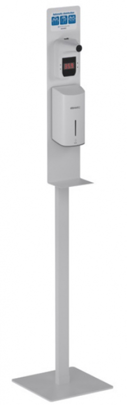 Genwec automatische handdesinfecterende "gel" dispenser op paal met thermometer wit
