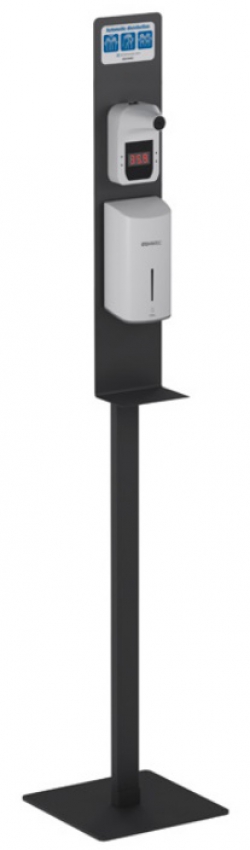 Genwec automatische handdesinfecterende "gel" dispenser op paal met thermometer zwart