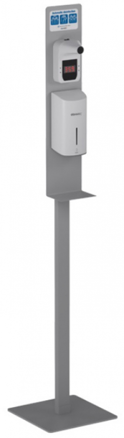 Genwec automatische handdesinfecterende "spray" dispenser op paal met thermometer grijs
