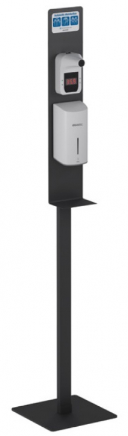 Genwec automatische handdesinfecterende "spray" dispenser op paal met thermometer zwart